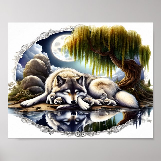 Poster Serenidade Lua Um Lobo Desmoronante 10x8 (Frente)