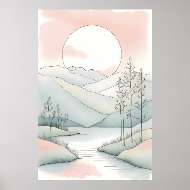 Poster Serenidade na simplicidade - Arte Pastel minimalis (Frente)