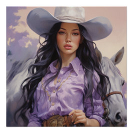 Pôster Serenidade por Sol: Arte de Muro de Cowgirl