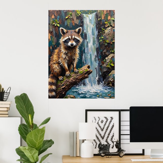 Poster Serenidade Woodland: Raccoon por Falls (Escritório em casa)