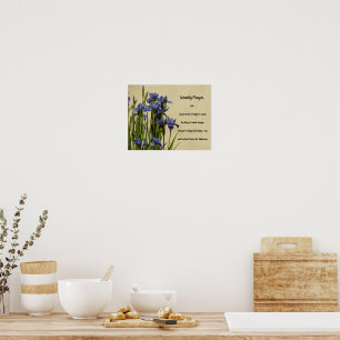 Poster Serenity Prayer Blue Irises Floral
