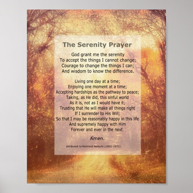 Poster Serenity Prayer citação inspiradora sobre arte nat (Frente)