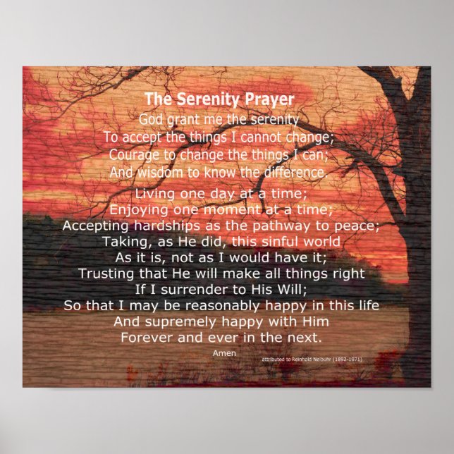 Pôster Serenity Prayer citação inspiradora sobre arte nat (Frente)