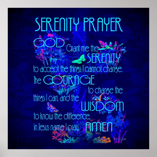 Poster Serenity Prayer em Azul (Frente)