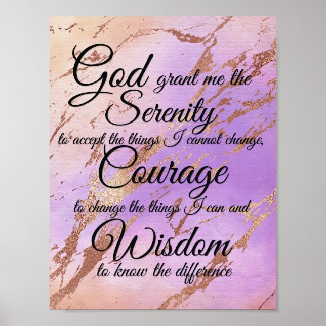 Poster Serenity Prayer em rosa, violeta, rosa de volta (Frente)