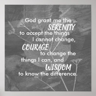 Poster Serenity prayer gray and white natlure art 