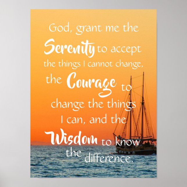 Poster Serenity Prayer Inspiration Ocean Náutico (Frente)