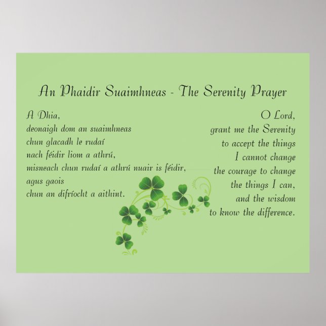 Poster Serenity Prayer Irish English (Frente)