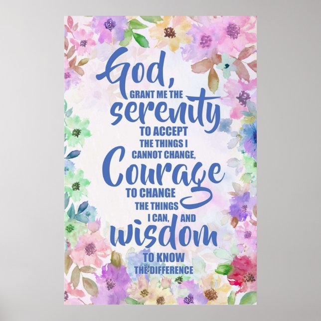 Poster Serenity Prayer Poesia Floral (Frente)