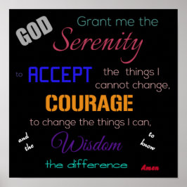 Poster Serenity Prayer Poster, Preto multicolorido