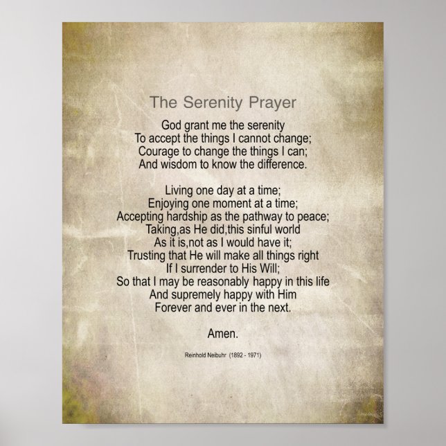 Poster Serenity Prayer Quote Vintage Style Sepia  (Frente)