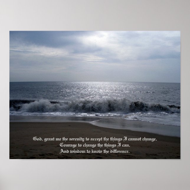 Poster Serenity Prayer sobre a Bela Foto de Praia no aman (Frente)