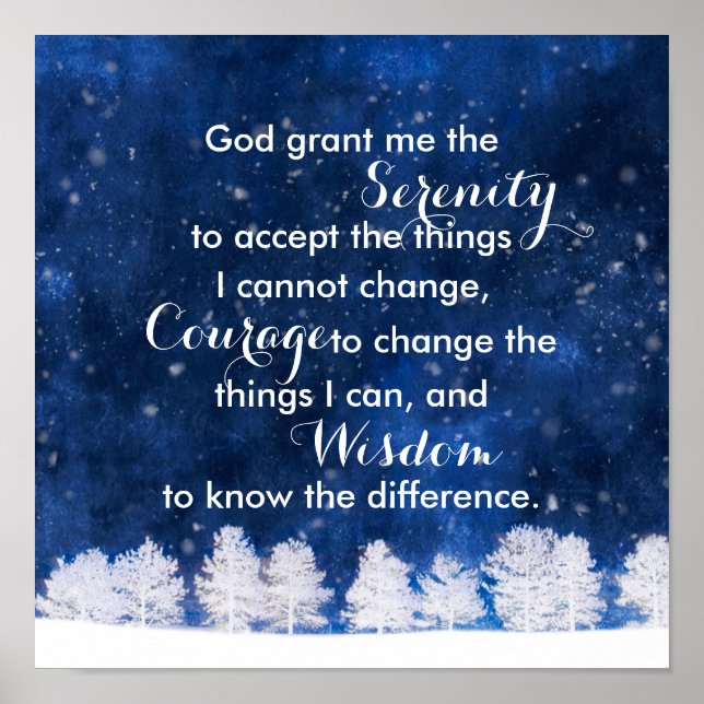 Poster Serenity prayer white and blue nature art  (Frente)