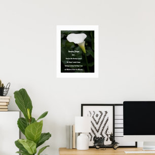 Poster Serenity Prayer White Calla Lily Floral