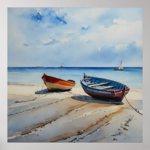 Poster "Serenity Shores" Uma paisagem Por Aquarela Restan