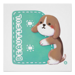 Pôster Série Alfabeto: "B" Linda Ilustração de Beagle