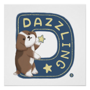 Pôster Série Alfabeto: Ilustração de Beagle "D"