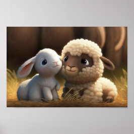 Poster Série Amigos do Quintal - Coelhinho Fofo e Cordeir