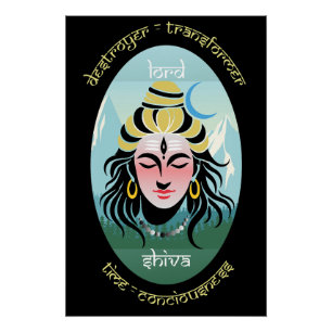 Pôster Série de Arte Deuses da Índia - Senhor Shiva
