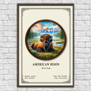 Poster Série de Zoologia do Bisonte Americano