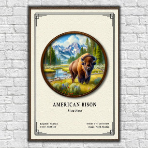 Poster Série de Zoologia do Bisonte Americano