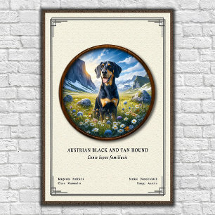 Poster Série de Zoologia do Cão de Caça Preto e Fogo Aust