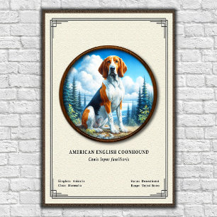 Poster Série de Zoologia do Coonhound Americano