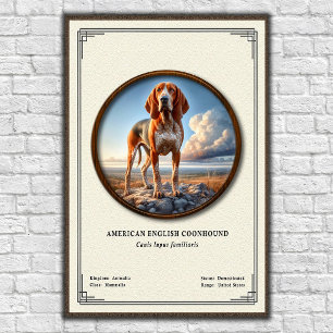 Poster Série de Zoologia do Coonhound Americano