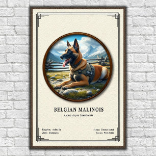 Poster Série de Zoologia do Malinois Belga