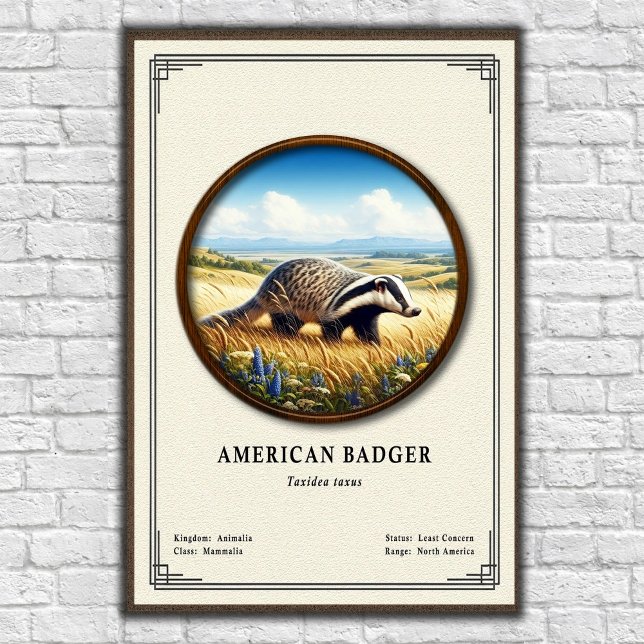 Poster Série de Zoologia do Texugo Americano (Criador carregado)