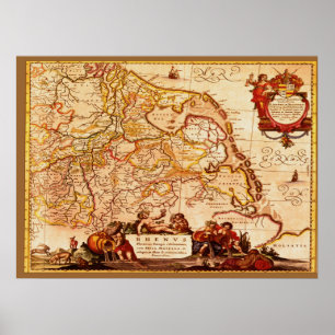 Pôster Série germânica velha do mapa de Willem Blaeu