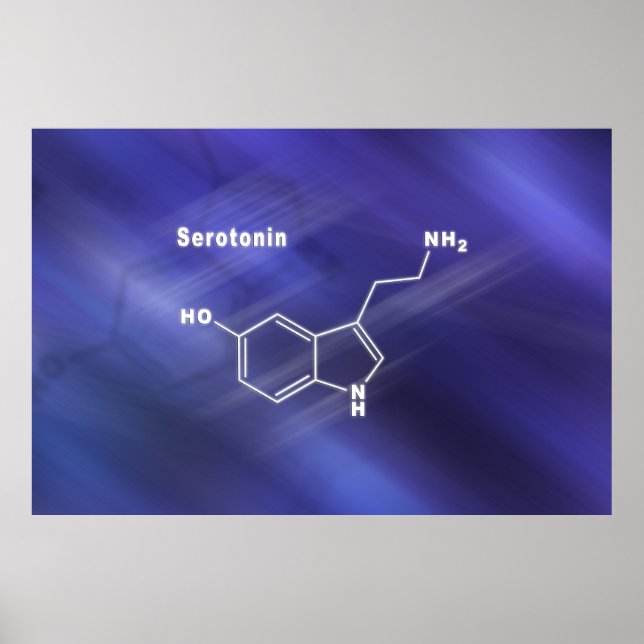 Poster Serotonina Hormona Fórmula química estrutural (Frente)