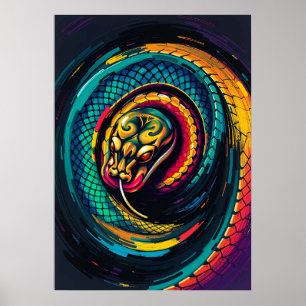 Poster Serpente Enrolada Arte Espiral