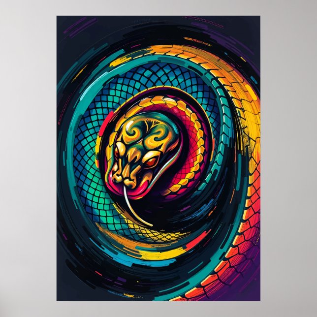 Poster Serpente Enrolada Arte Espiral (Frente)