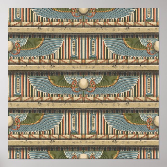 Poster Serpentes e Hieroglifos do Círculo Alado Egípcio (Frente)