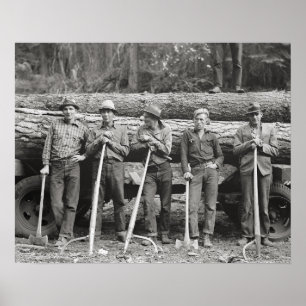 Poster Serração Trabalhador de Idaho, 1939. Foto do