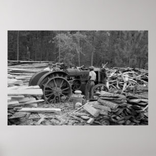 Poster Serração velha Trator, 1935