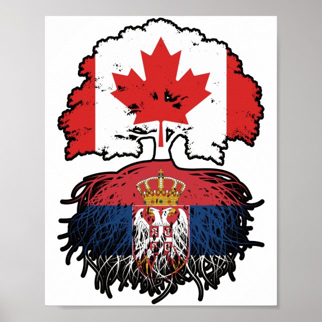 Poster Sérvia Sérvio Canadense Canadá Árvore Bandeira (Frente)