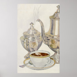 Poster Serviço de Café Vintage Silver