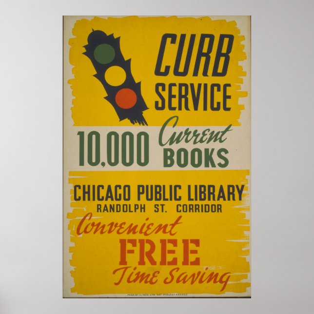 Poster Serviço de Curb da Biblioteca Pública de Chicago (Frente)