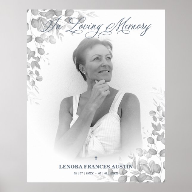 Poster Serviço de Lembrança com Fotos Queridos Preto e Br (Frente)