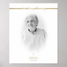 Poster Serviço de Lembrança de Foto Dourada B&W Queridos