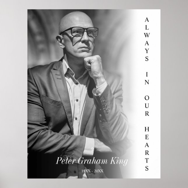 Poster Serviço de Recordação Fúnebre Foto Preta e Branca (Frente)