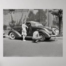Pôster Serviço de Reparo Automotivo, 1942. Foto Antiga