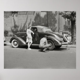 Pôster Serviço de Reparo Automotivo, 1942. Foto Antiga