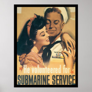 Pôster Serviço de Submarinos WWII