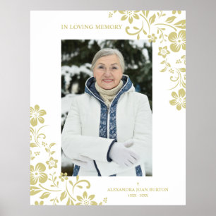 Poster Serviço Funeral Floral Dourado Clássico Caro Uma F