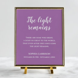 Poster Serviço Memorial Citação Lavanda A Luz Permanece