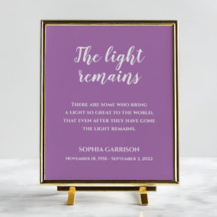 Poster Serviço Memorial Citação Lavanda A Luz Permanece