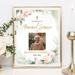 Poster Serviço Memorial de Boas-vindas do Watercolor Flor